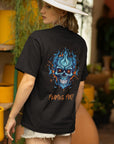 Flaming Fury Blue Skull Unisex T-Shirt (Oversized)