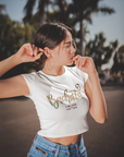 Bachata Lover Text Cherry Red & White Crop Top
