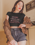Mean Text Black Crop Top
