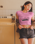 Soulmate Alcohol Text Pink Crop Top