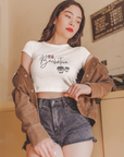 Bachatera Text with flag White Crop Top