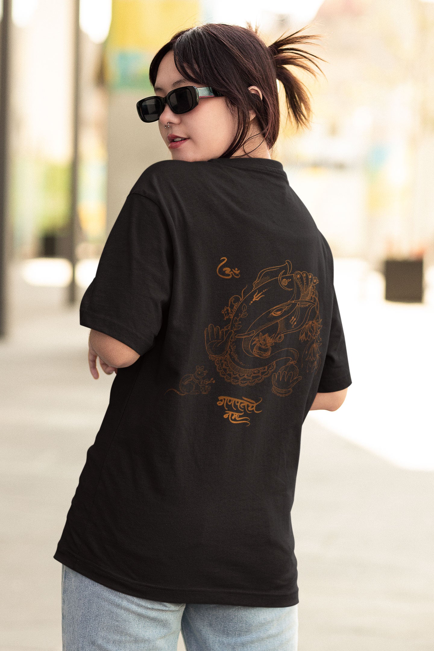 Ganpati Mantra Design Unisex (Oversized) T-Shirt