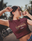 Bachata Lover Text Cherry Red & White Crop Top