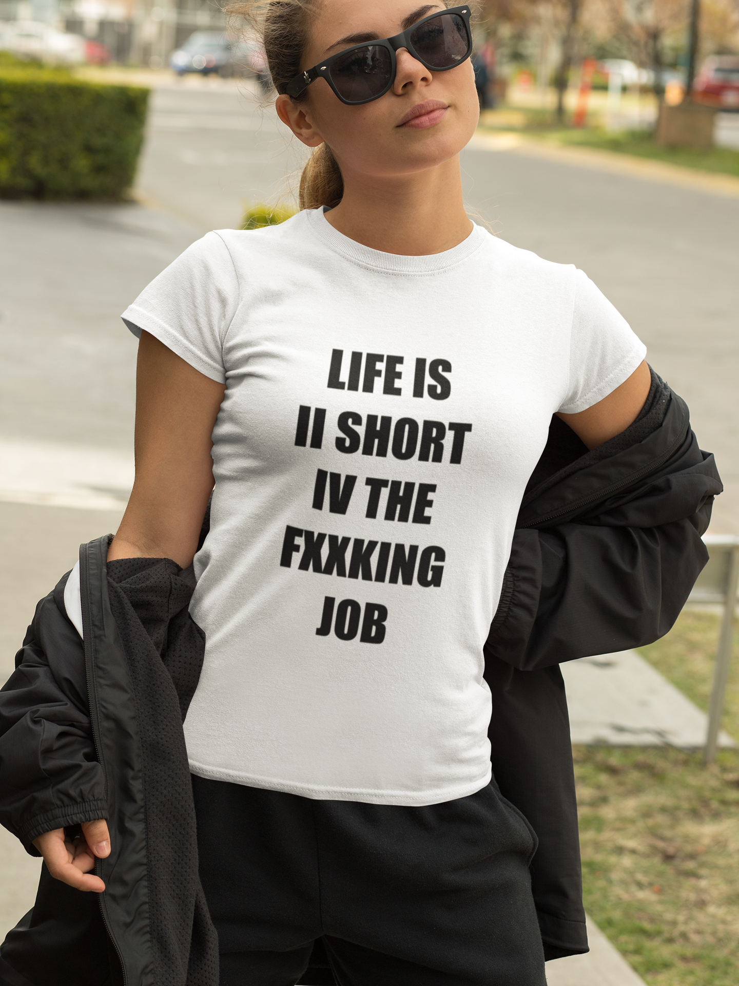 Fucking Job Text T-Shirt