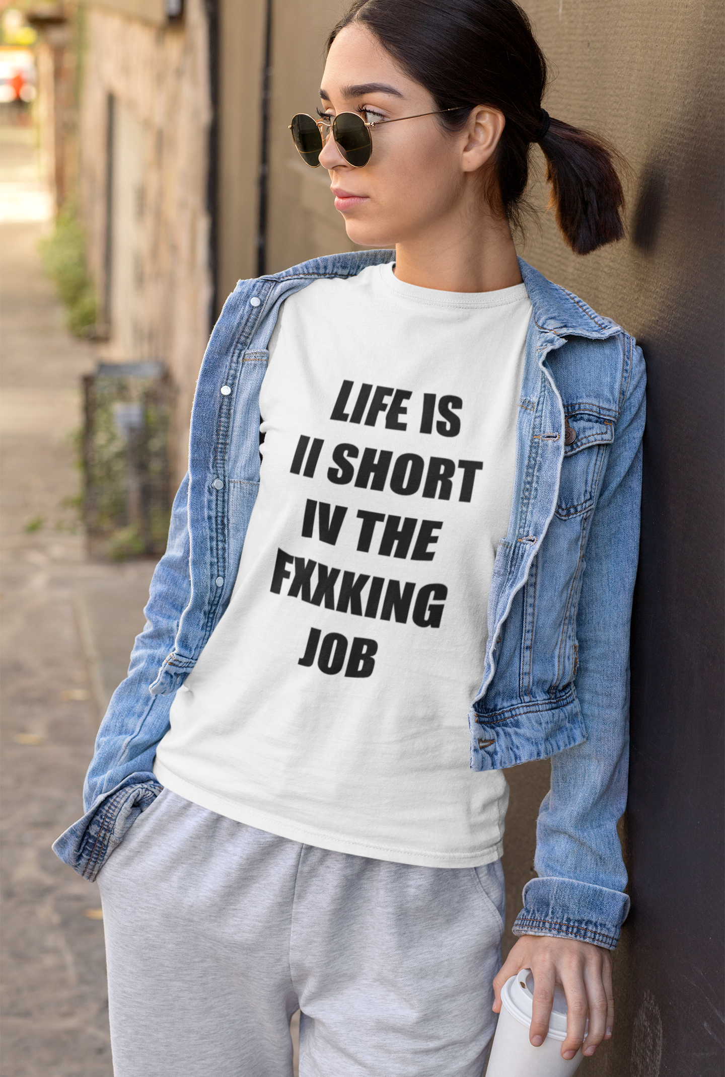 Fucking Job Text T-Shirt