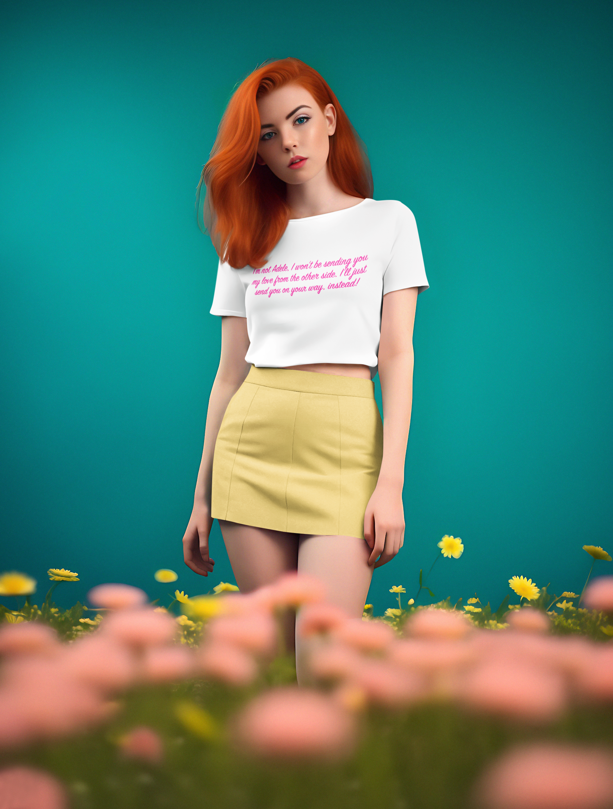 I'm not Adele Text White/Pink Crop Top