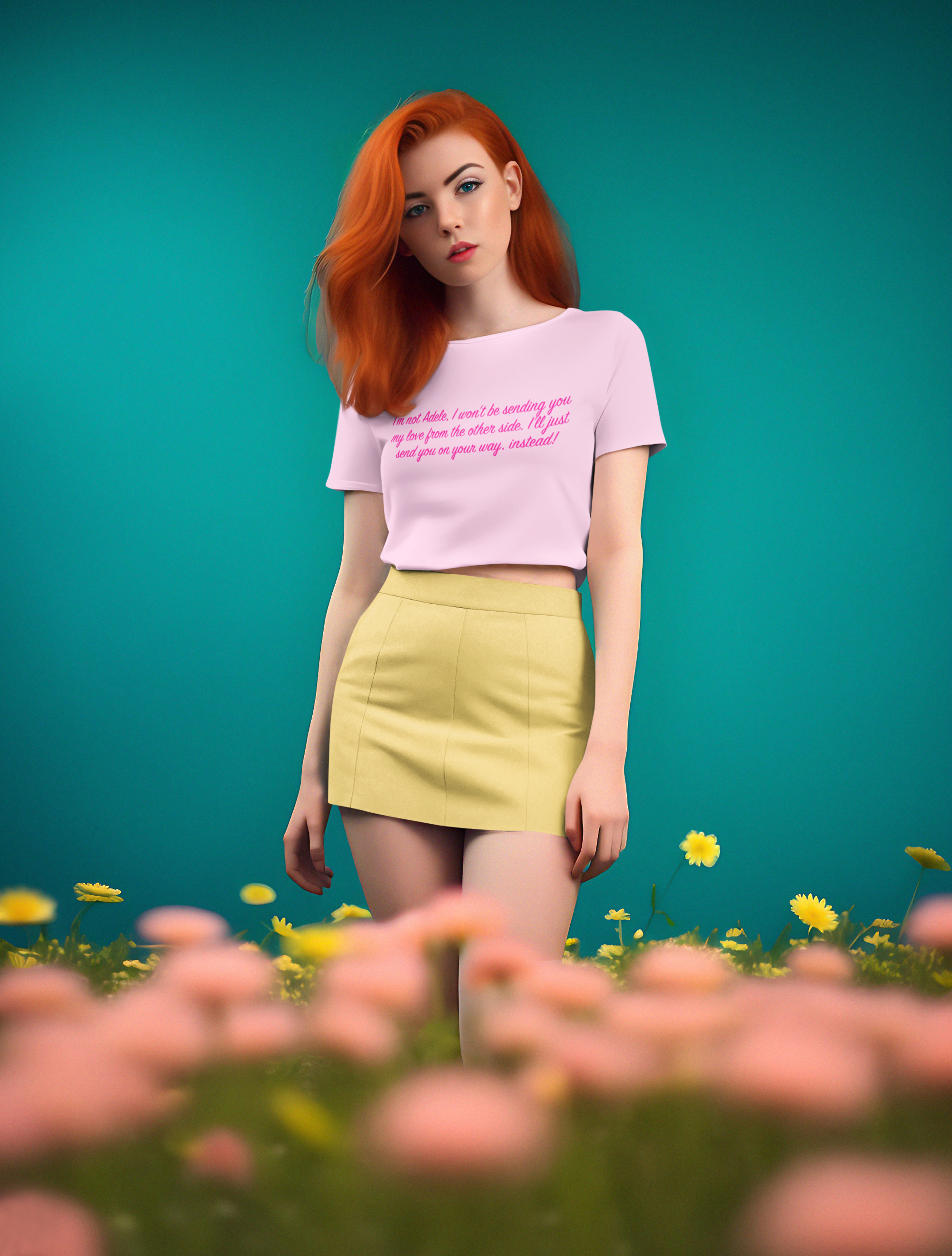 I'm not Adele Text White/Pink Crop Top