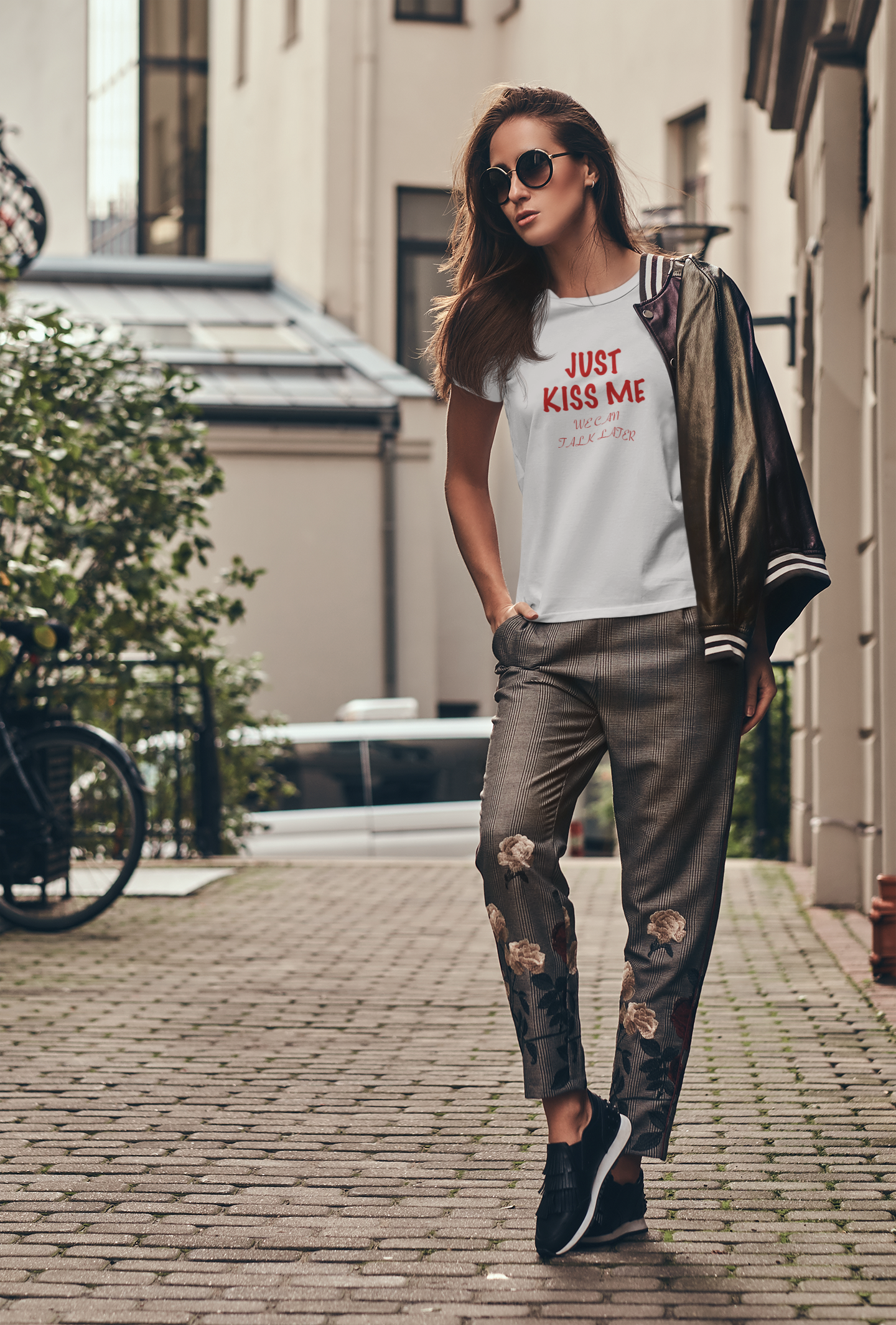 Just Kiss Me Text T-Shirt