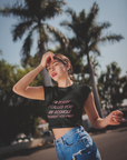 Mean Text Black Crop Top